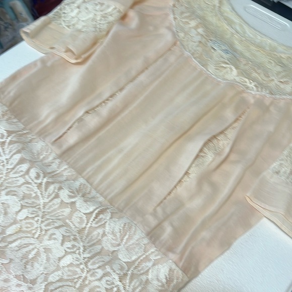 Vintage Jessica McClintock Drop Waist Dress Cottagecore Prairie Lace Pink Sz S - Picture 6 of 14